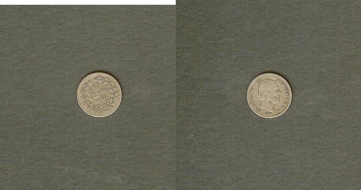 PAYS-BAS 5 Cents Guillaume III 1850 Utrecht  TTB-